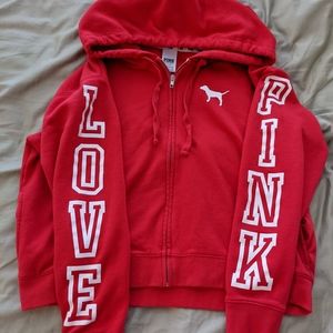 Victoria's secret Pink zip up Red hoodie